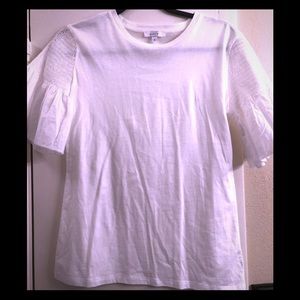 NWOT white ruffled sleeve shirt